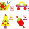 GEMEM 155 Pcs Wooden Pattern Blocks Set Geometric Shape Puzzle 24 Pcs