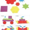 GEMEM 155 Pcs Wooden Pattern Blocks Set Geometric Shape Puzzle 24 Pcs