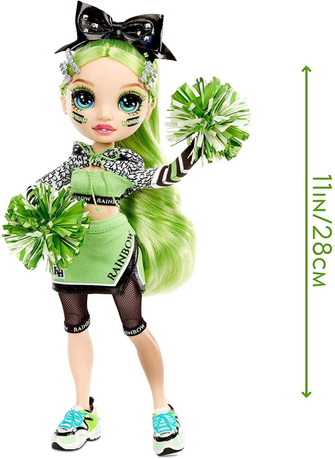 Rainbow High Cheer Jade Hunter – Cheerleader Fashion Doll, 2 Pom