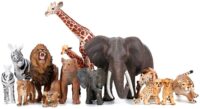Safari Zoo Animals Figures Toys, 14 Piece, African Wild Plastic Animals