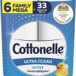 Cottonelle Ultra Clean Toilet Paper with Active CleaningRipples Texture, Strong Bath Tissue, 6 Family Mega Rolls