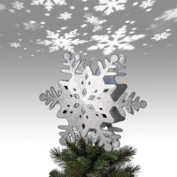 EAMBRITE 9" Hollow Silver Snowflake Christmas Tree Top Lights with Rotating