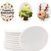 MAIKESUB 25 PCS Sublimation Blank Ceramic Ornament Oval Ornament 3.3 Inch White Oval Ornament with Gold String for Crafting Christmas Tree Decor for DIY Personalized Home Decor Bulk