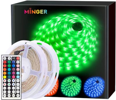 MINGER LED Strip Lights 32.8 ft, RGB Color Changing LED Lights, 5050 LEDs