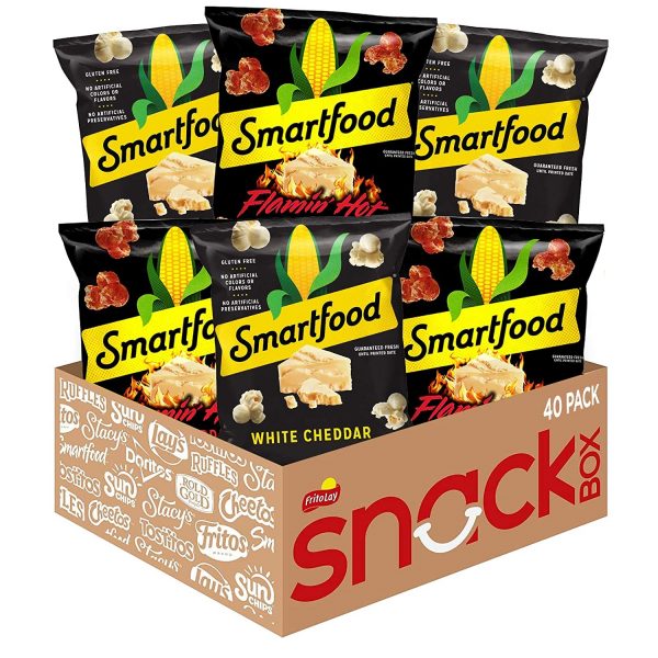 Smartfood Popcorn Flamin' Hot & White Cheddar of Whole Grain Snacks, 40 ...