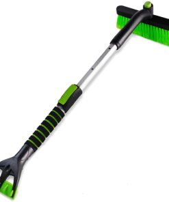 SEAAES Ice Scraper with Snow Brush for Car Windshield, Extendable Snow Brush with Foam Grip for Truck SUV Wehicle Windows