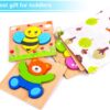SKYFIELD Wooden Animal Puzzles for Toddlers Educational Toys, 4 Animal Patterns