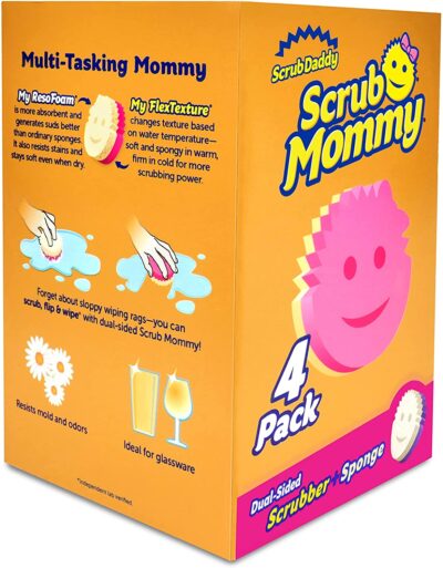 Scrub Daddy Dual Sided Sponge and Scrubber, Scratch Free Sponge for Dishes and Home, 6 Ct