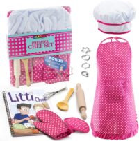 JaxoJoy Complete Kids Cooking and Baking Set & Chef Costume - 11 Pcs
