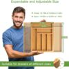 Bamboo Expandable Drawer Organizer for Utensils Holder, Adjustable Cutlery Tray