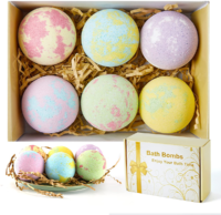 Bath Bombs, 6PCS Bath Bomb Gift Set with Vegan Natural Essential Oils & Coconut