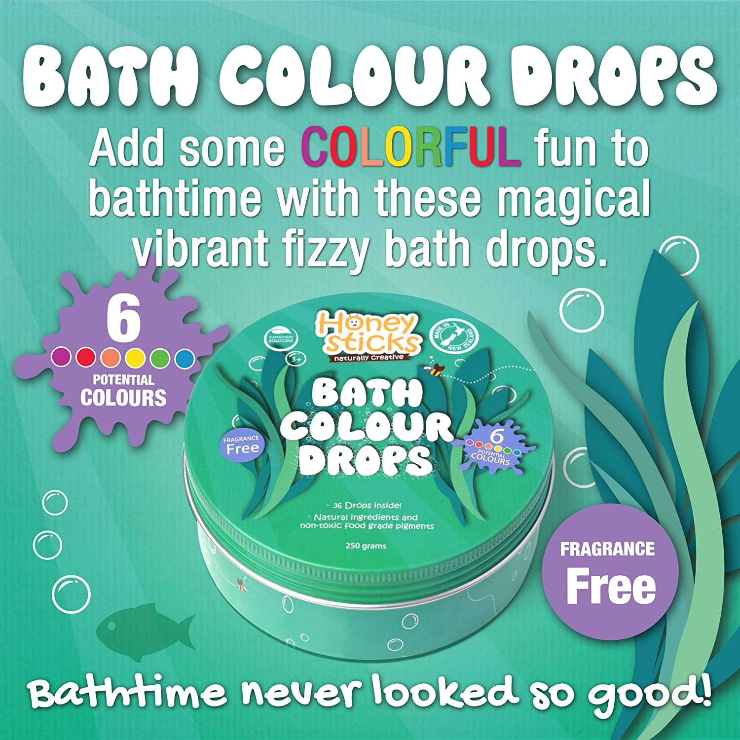 Honeysticks Bath Color Tablets for Kids – Non Toxic Bathtub Color Drops  Natural –