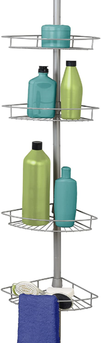 Zenna Home 2156NN Tension Pole Shower Caddy, Nickel