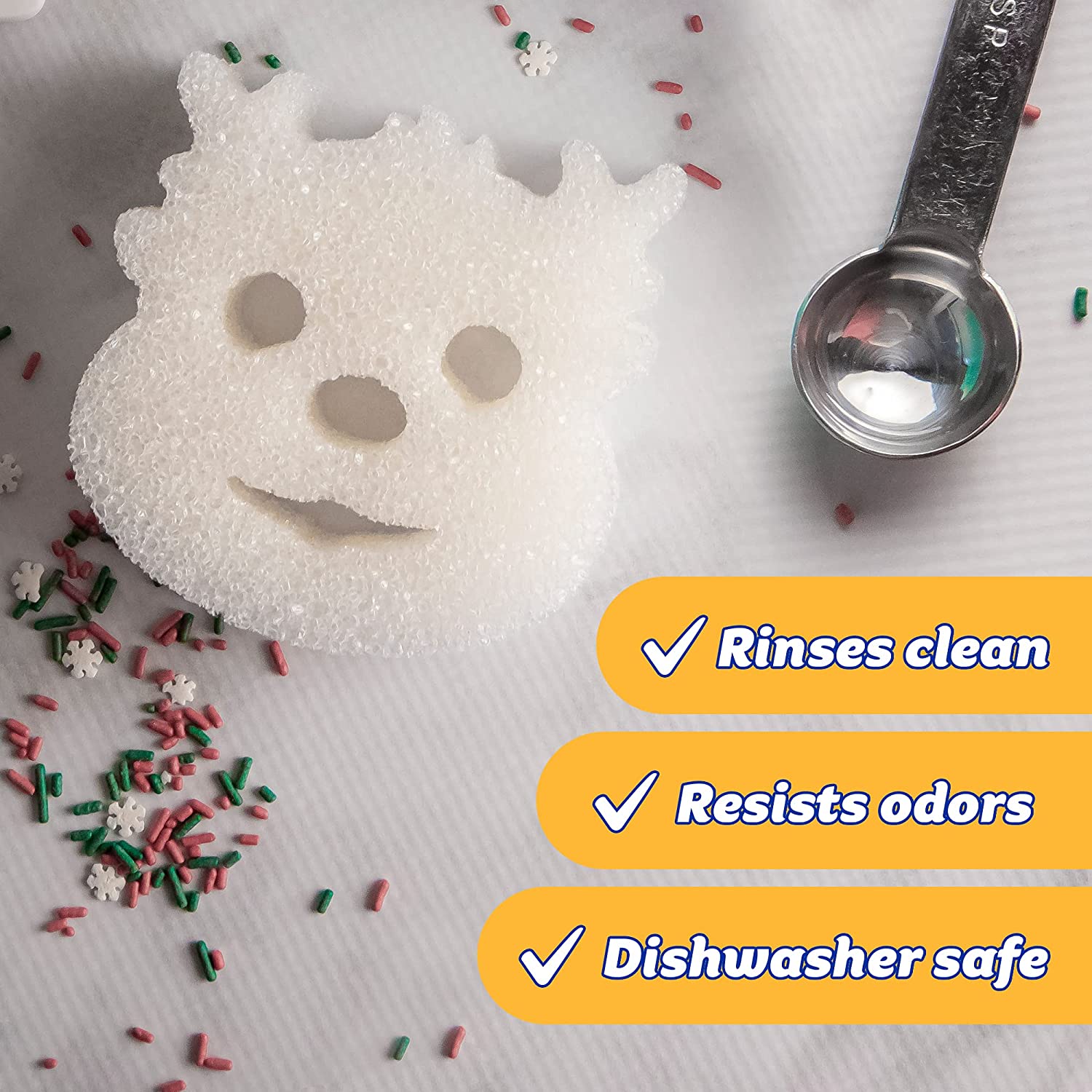 Scrub Daddy Sponge Set - Holiday Shapes - Non Scratch Scrubbers for Dishes  and Home, Odor Resistant, Temperature Controlled, Soft in Warm Water, Firm  in Cold, Deep Cleaning, (3 Count (Pack of
