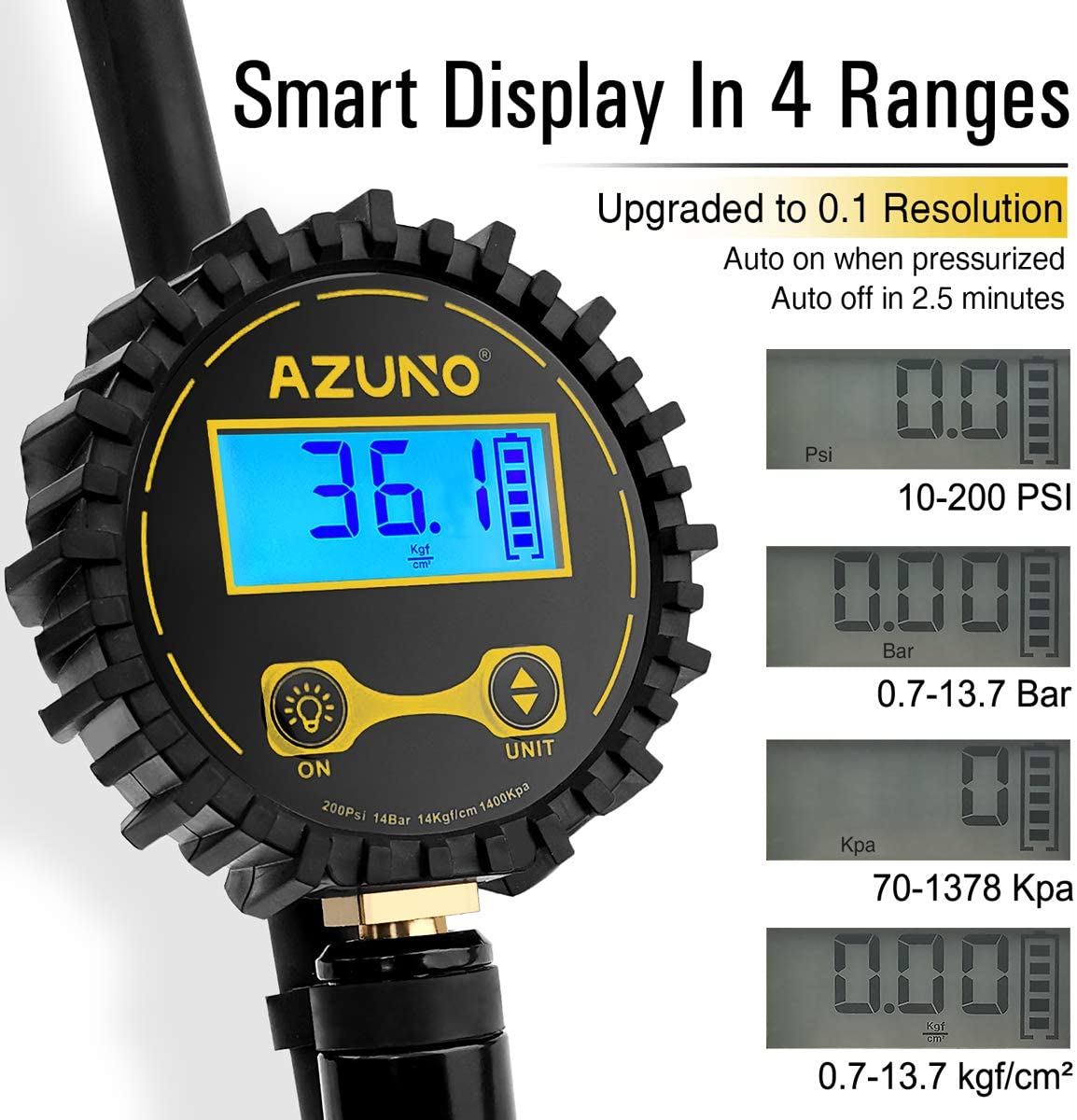 Digital LCD Display Inflation Monitoring Manometer Car US Tire Air Pressure  Inflator Gauge LED Backlight Vehicle