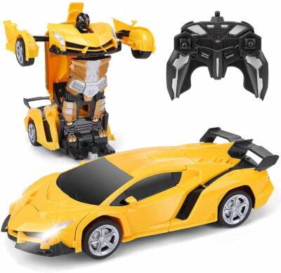 FIGROL Transform RC Car Robot, Remote Control Car Independent 2.4G Robot Deformation Car Toy with One Button Transformation & 360 Speed Drifting 1:18 Scale