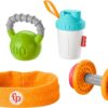 Fisher-Price Baby Biceps Gift Set, 4 Fitness Themed Baby Toys with Wearable Bib