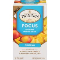 Twinings of London Focus Mental Support Ginseng, 18 Count, Pack of 6