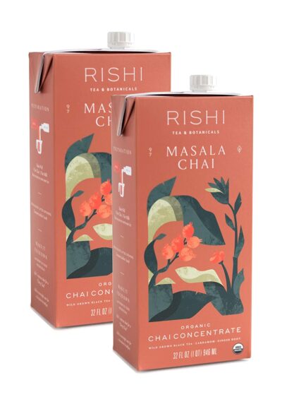 Rishi Tea Masala Chai Concentrate Beverage, 32 oz Carton, 8 Servings (Pack of 2)