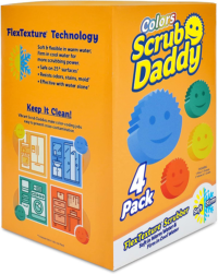 Scrub Daddy Sponge Set - Colors - Scratch-Free Scrubbers for Dishes Home, 4ct