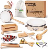 LOOIKOOS Toddler Musical Instruments Natural Wooden