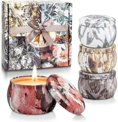 Scented Candles Gift Set for Women,Portable Travel Tin Aromatherapy Soy Wax Candles for Bath Yoga Gifts for Birthday Mother's Day Thanksgiving Valentine's Day