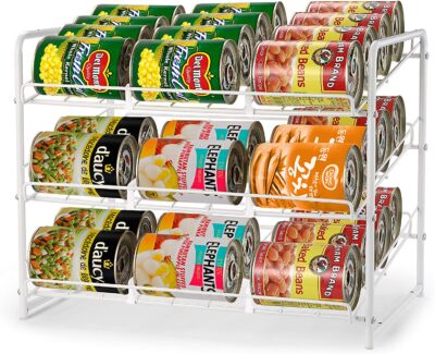 Simple Trending Can Rack Organizer, Stackable Can Storage Dispenser Holds up to 36 Cans for Kitchen Cabinet or Pantry, White
