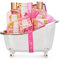 Spa Gift Basket for Women, Luxury 8 Pcs Rose Scent Bath Gift Kits