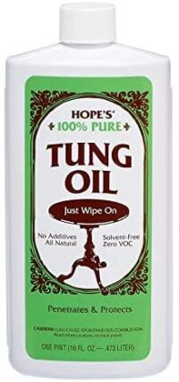 Hope's Pure Tung Oil, Waterproof Natural Wood Finish and Sealer, 16 Fl Oz