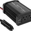 300W Power Inverter Car DC 12V to 110V AC Converter 4.8A Dual USB Charging Ports Car Charger Adapter (Black)