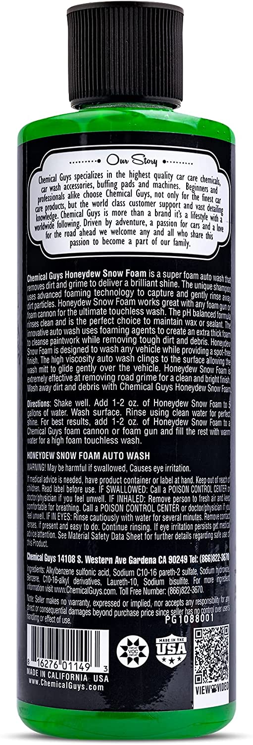 Chemical Guys - Honeydew Snow Foam Car Wash Soap (1 Gal) & After Wash (16  oz)