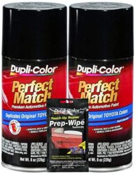 Dupli-Color Black (Metallic) Exact-Match Automotive Paint for Toyota Vehicles - 8 oz, Bundles Prep Wipe (3 Items)