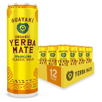 Guayaki Yerba Mate, Organic Sparkling Clean Energy Drink, Classic Gold, 12 Ounce Cans
