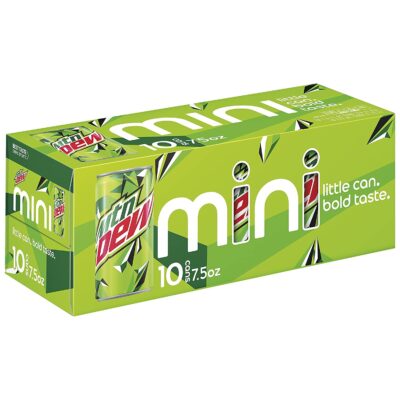 Mountain Dew Soda, 7.5 Ounce Mini Cans, 10 Pack