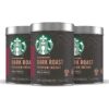 Starbucks Premium Instant Coffee, Dark Roast, 3 Tins (120 cups total)