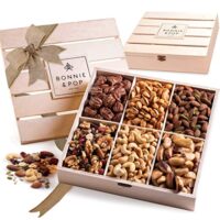 BONNIE AND POP Nut Gift Basket, Healthy Gift Option in Reusable Wooden Crate, Great for Easter