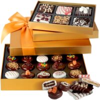 Hazel & Creme Chocolate Tower Gift Basket - Chocolate Covered Cookies & Chocolate Covered Graham Cracker