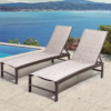 Crestlive Products 2-Piece Aluminum Adjustable Outdoor Chaise Lounge in Beige
