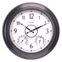 AcuRite 24 in. LED-Illuminated Outdoor Wall Clock, Metal Frame, Glass Lens, Black