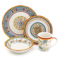 Duomo 32-Piece Patterned Multicolor Italian Design Stoneware Dinnerware Set