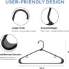 HOUSE DAY Black Plastic Hangers Tubular Adult Hangers 16.5 Inch, (Black, 60 Pack)