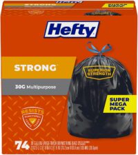 Hefty Strong Large Trash Bags, 30 Gallon, 74 Count