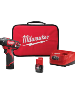 Milwaukee 2401-22 M12 12V Lithium-Ion Cordless 1/4 in. Hex Screwdriver Kit with Two 1.5Ah Batteries, Charger and Tool Bag