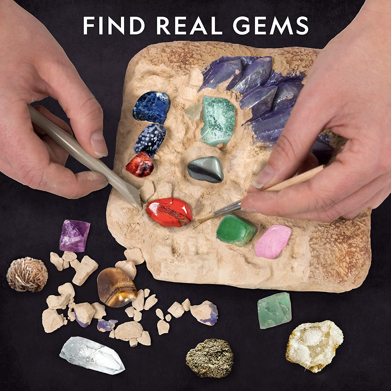 NATIONAL GEOGRAPHIC Mega Gemstone Dig Kit – Dig Up 15 Real Gems, Gemstones  –