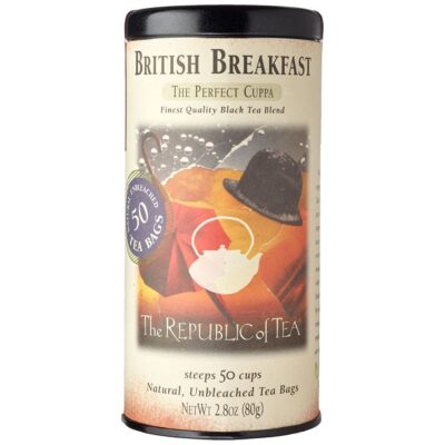 The Republic of Tea British Breakfast Tea 2.8 oz Tin, 50 Tea Bags, Gourmet Black Tea