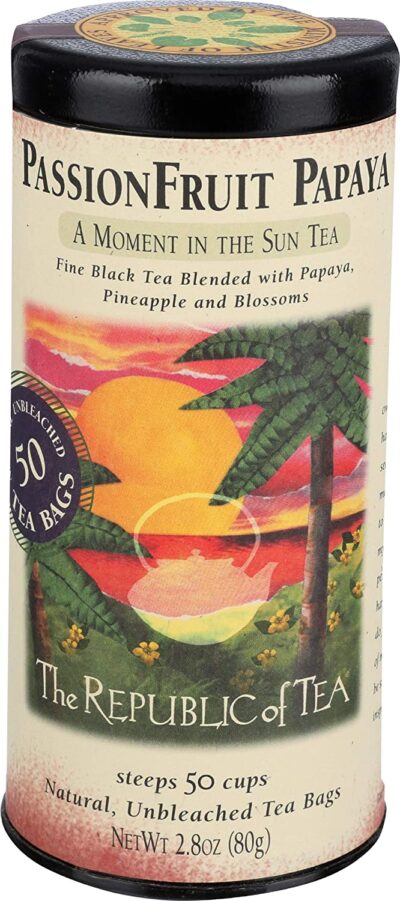 The Republic of Tea PassionFruit Papaya Black Tea, Tin of 50 Tea Bags
