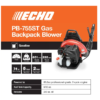 ECHO PB-755ST 233 MPH 651 CFM 63.3cc Gas 2-Stroke Cycle Backpack Leaf Blower with Tube Throttle
