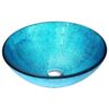 ANZZI Accent Series Deco-Glass Vessel Sink in Blue Ice with Key Faucet in Polished Chrome