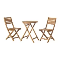 Alaterre Cabot Natural 3-Piece Wood Outdoor Folding Table and Chair Set