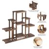 Costway 6-Tier Carbon Baking Wood Outdoor Plant Stand Plant Display Rack